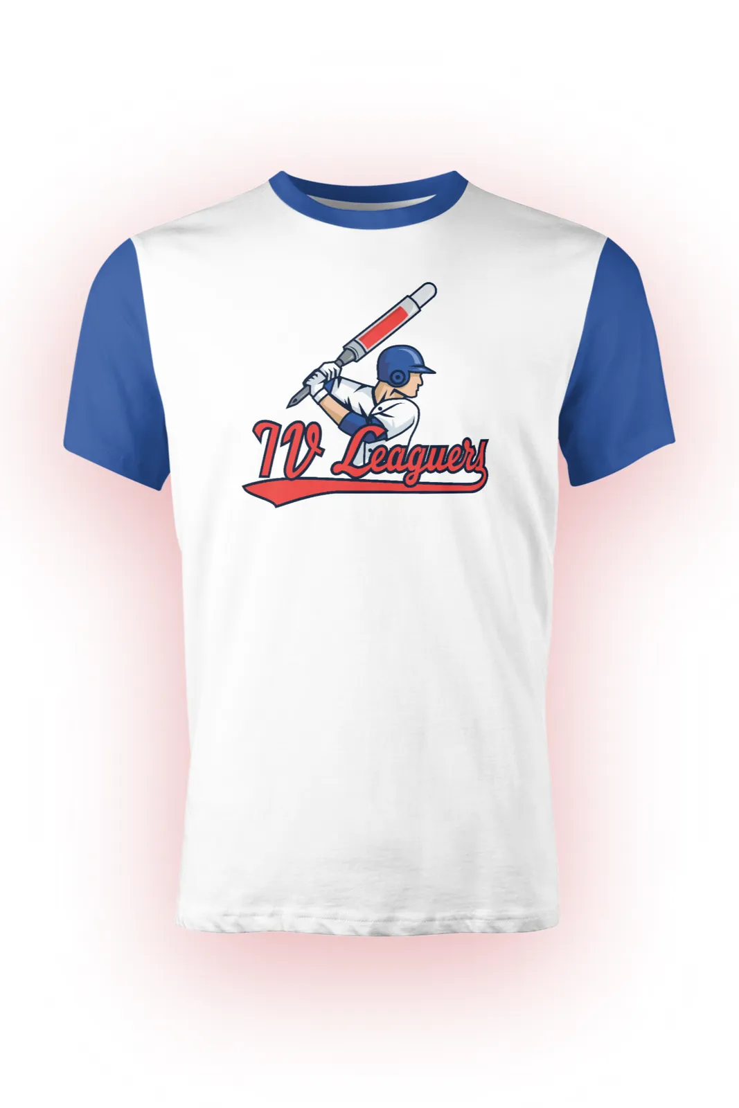 The I.V. Leaguers logo on a raglan T-shirt mockup