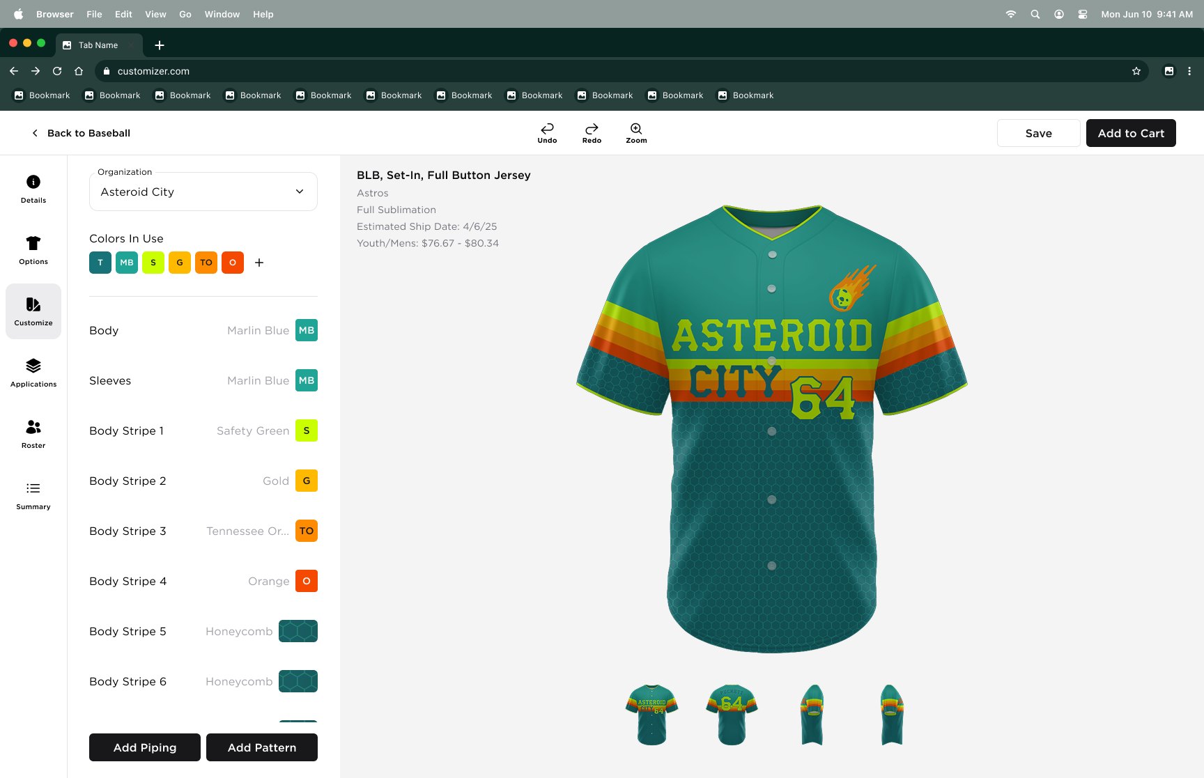 Merged customize tab with the colors in use shown as master colors