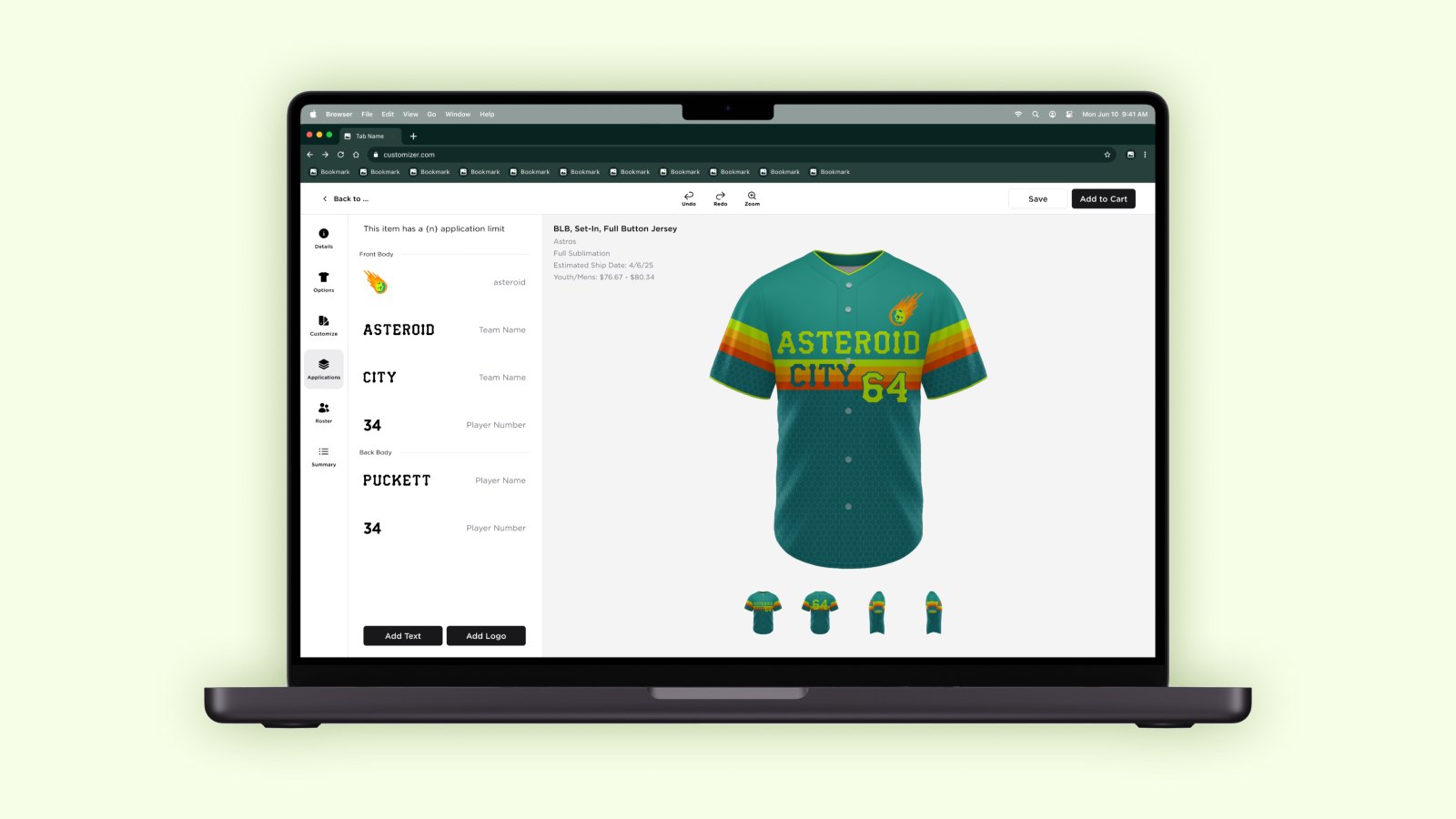 The redesigned uniform builder on a laptop