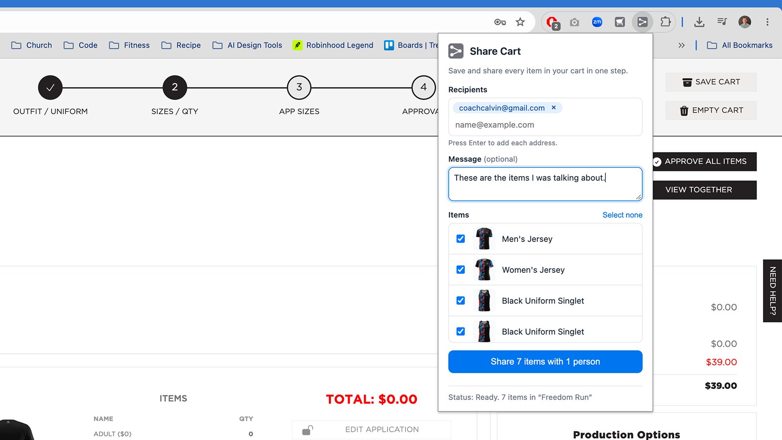 The Share Cart extension